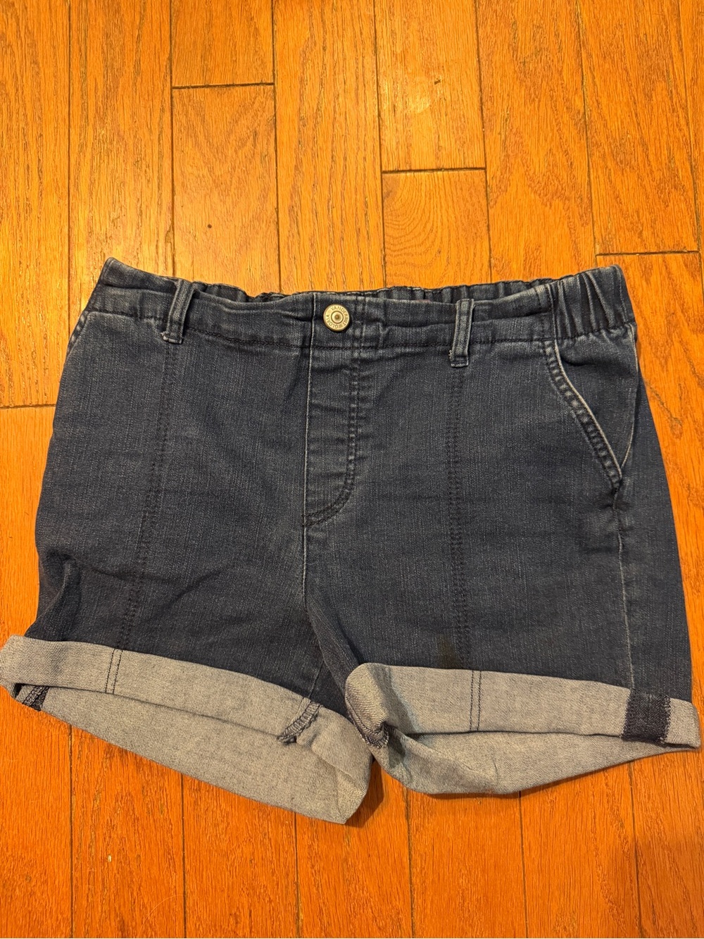 Dark Blue Denim midi midrise Women’s Shorts